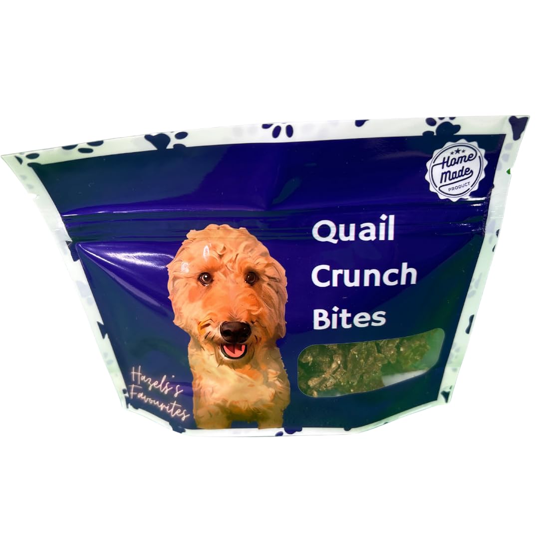 Premios Crujientes de Codorniz: Premios deshidratados gourmet para perros con carne y cáscara de codorniz | Premios saludables premium para el adiestramiento de perros | Ingredientes orgánicos para un paladar feliz