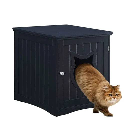 Casa para gatos mesa auxiliar, mesita de noche casa para mascotas, cobertizo para arenero