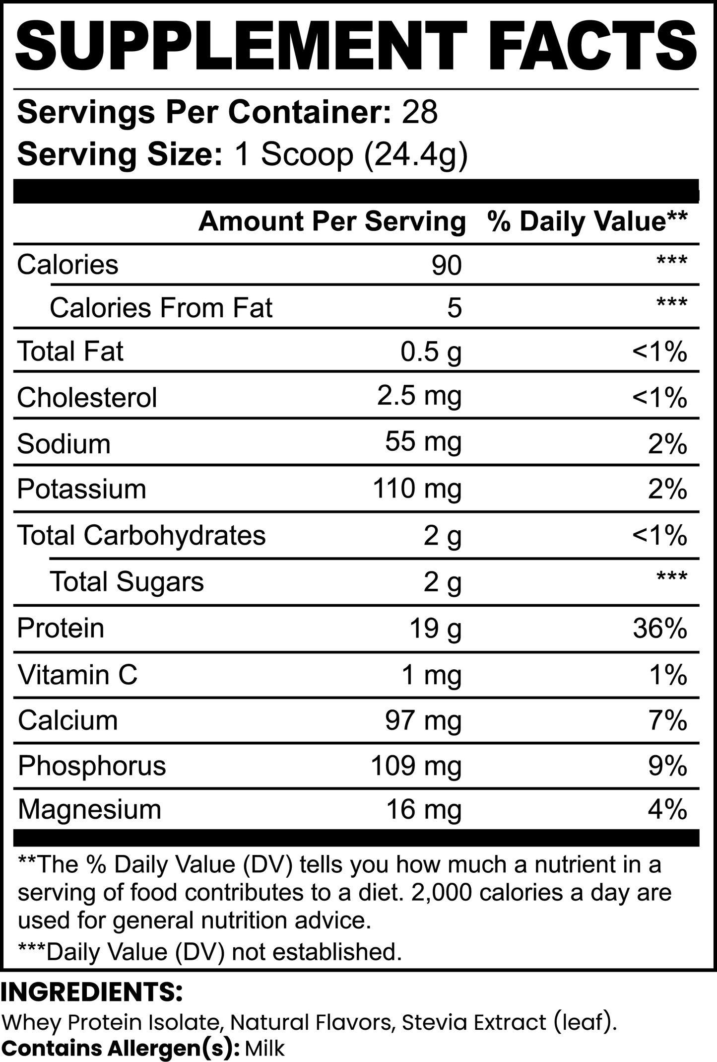 Proteína de suero de leche aislada sabor vainilla, 1.51 lb