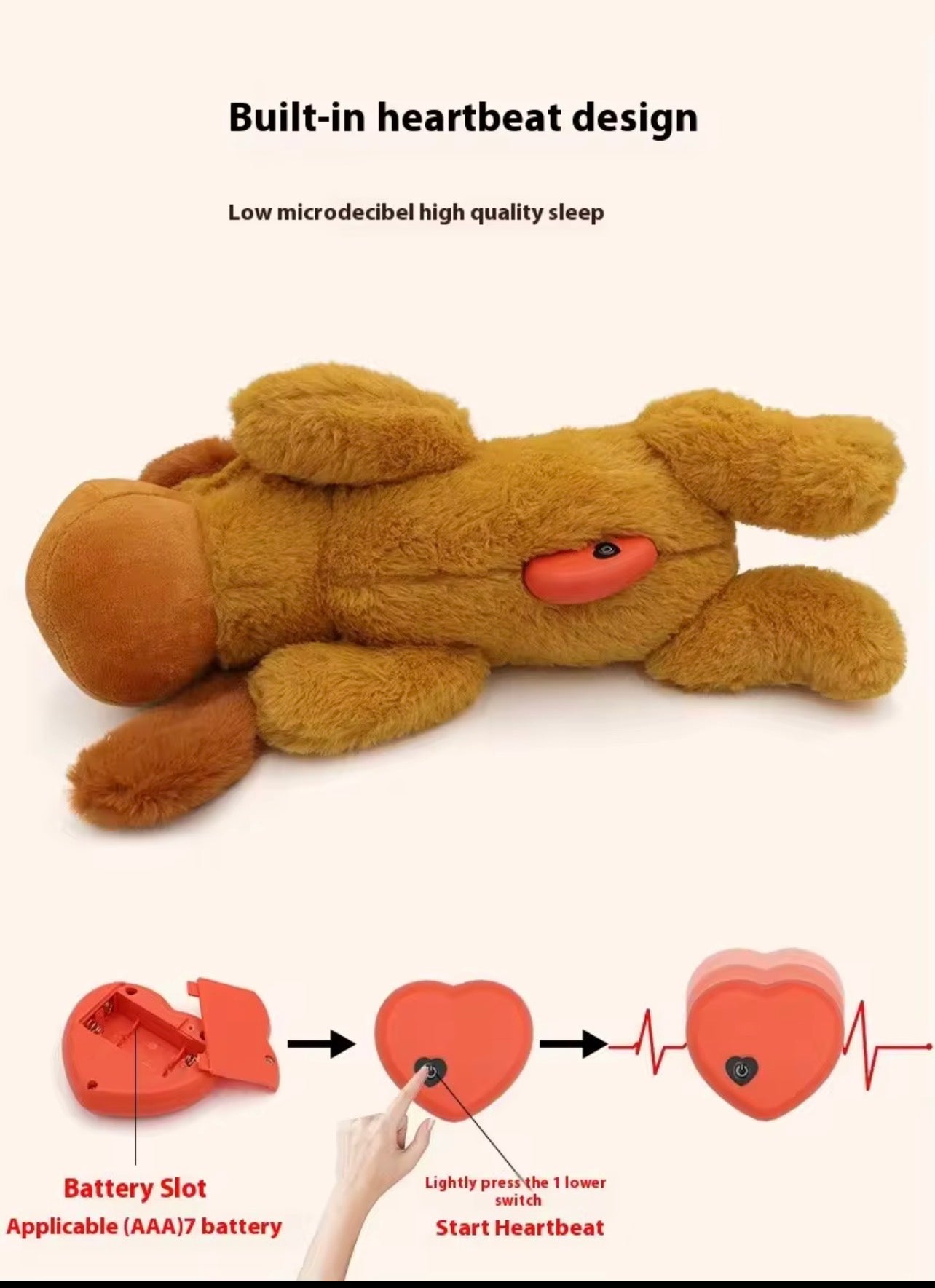 Plush Toy with Heartbeat Simulator