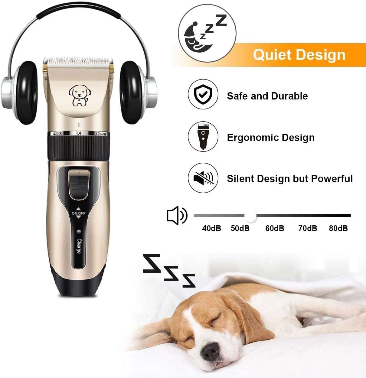 Cortapelos recargables para perros, cortadora de pelo de mascotas de bajo ruido, kit de aseo para perros, recortadora de pelo profesional inalámbrica con peine y tijeras para perros, gatos y otros animales.