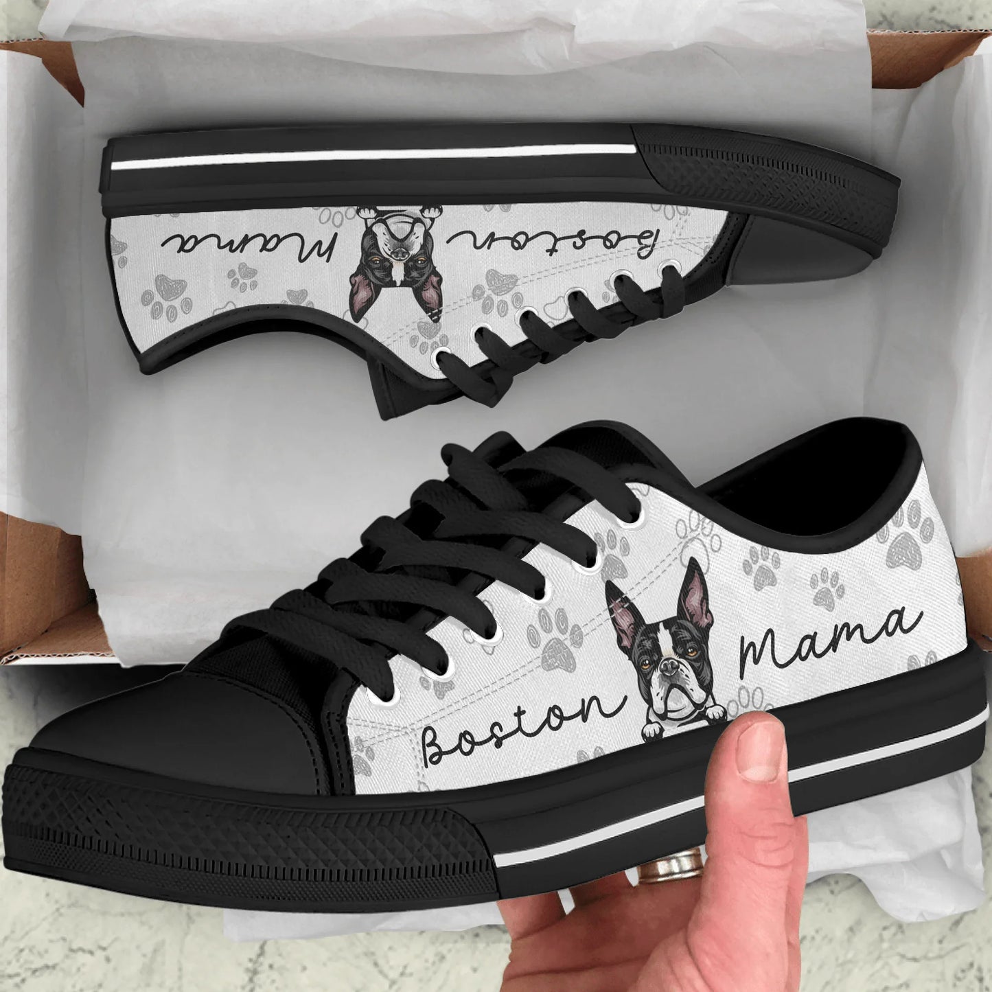 Zapatillas bajas personalizadas con estampado frontal de perro - Idea de regalo para mamá/papá perruno