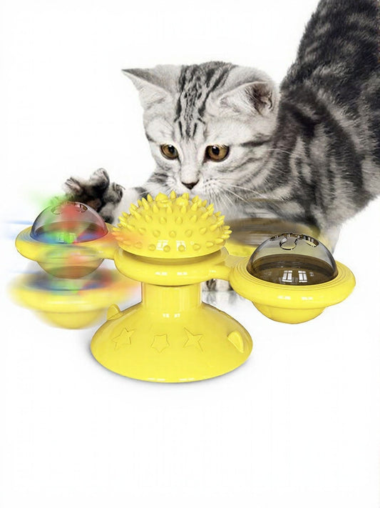 Set de juguetes interactivos giratorios para gatos con ventosa