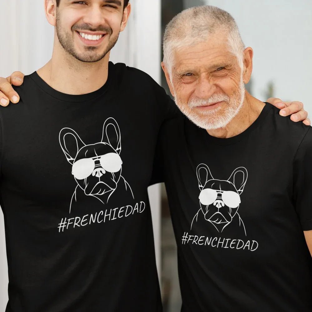 Camiseta de algodón orgánico para hombre "Papá de Frenchie con gafas"