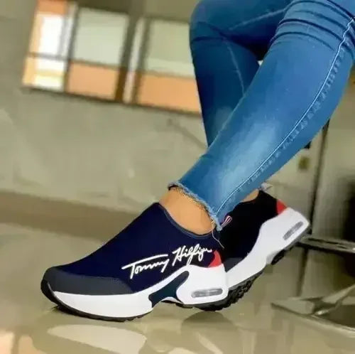 Zapatillas de cuña transpirables informales para mujer, calzado plano para caminar