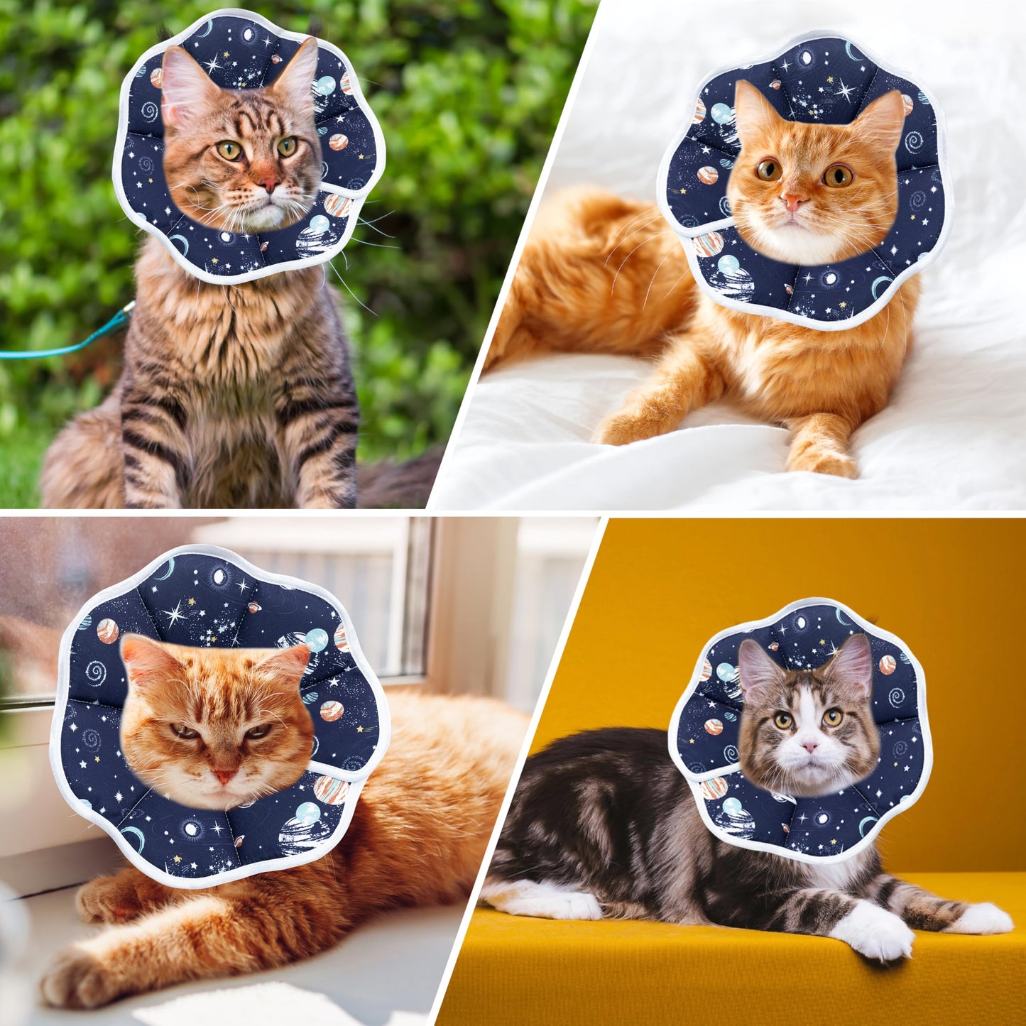 Cono Suave para Gatos, Collar Ajustable de Recuperación Post-Cirugía para Evitar Lamido de Heridas, Cono Protector para Cuello de Gato, Cómodo Collar Isabelino para Gatos, Gatitos y Cachorros