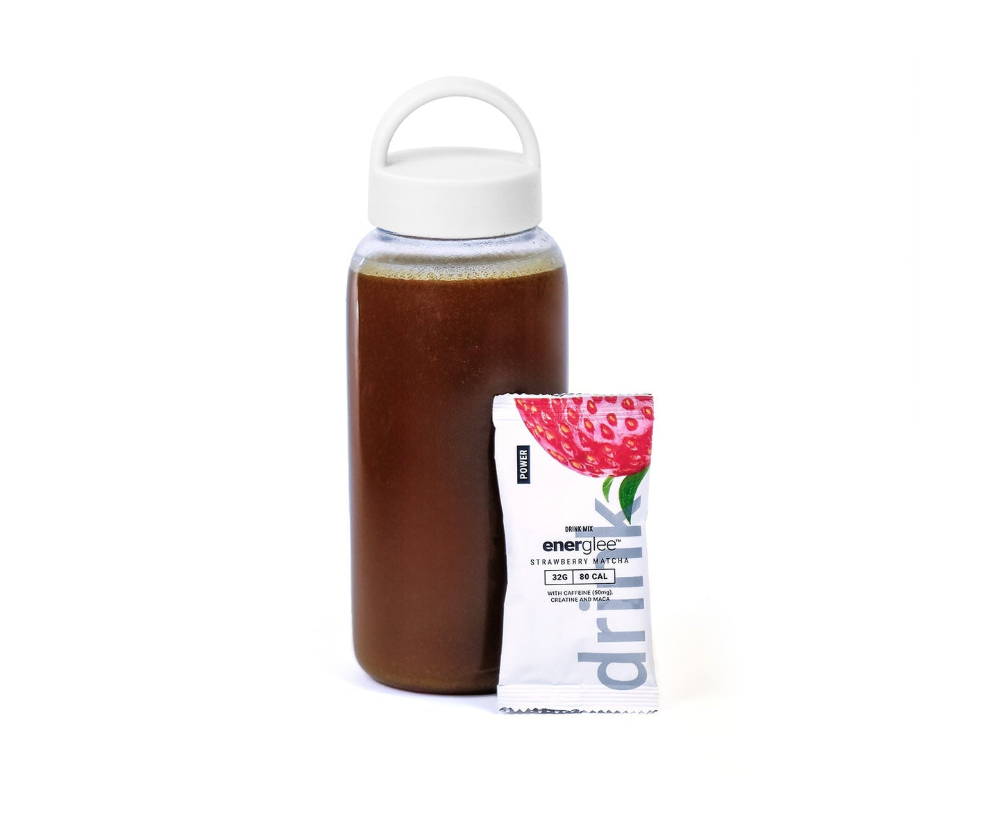 Boisson énergisante à la créatine, fraise et matcha, avec adaptogènes