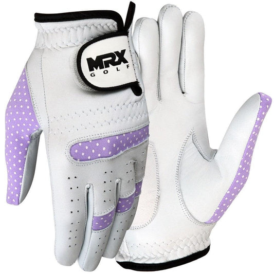 Nouveaux Gants de Golf Femme Cuir Cabretta Blanc Violet