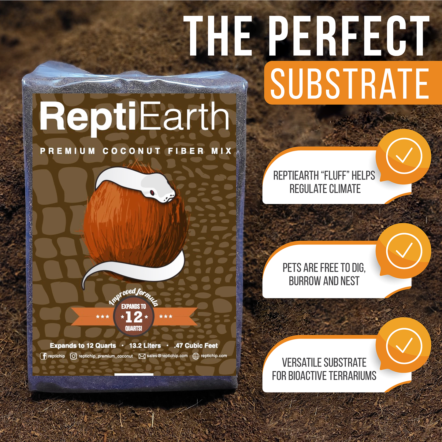 ReptiEarth Mezcla Fina de Fibra de Coco; Lista para Usar