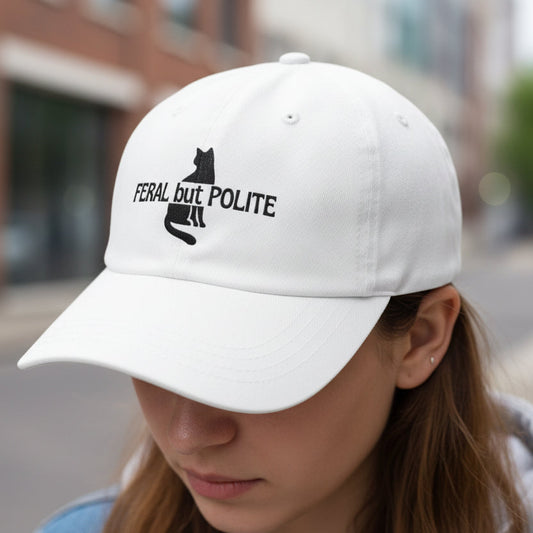 Casquette de papa brodée amusante – Chapeau de chat sauvage mais poli