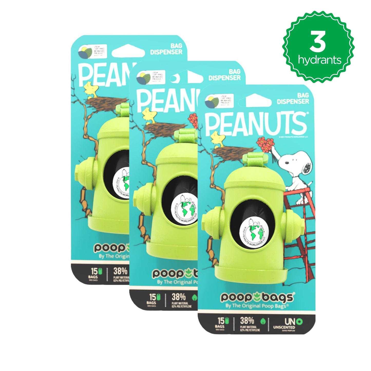 Dispensador de hidratante Snoopy® + Rollo de bolsas para excrementos