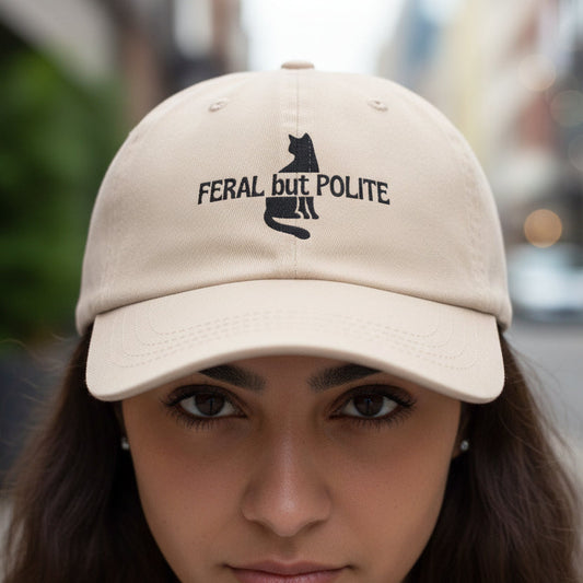 Casquette de papa brodée amusante – Chapeau de chat sauvage mais poli