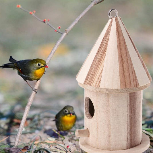 Ornement rustique rond de nid d'oiseau d'extérieur en pin sculpté à la main
