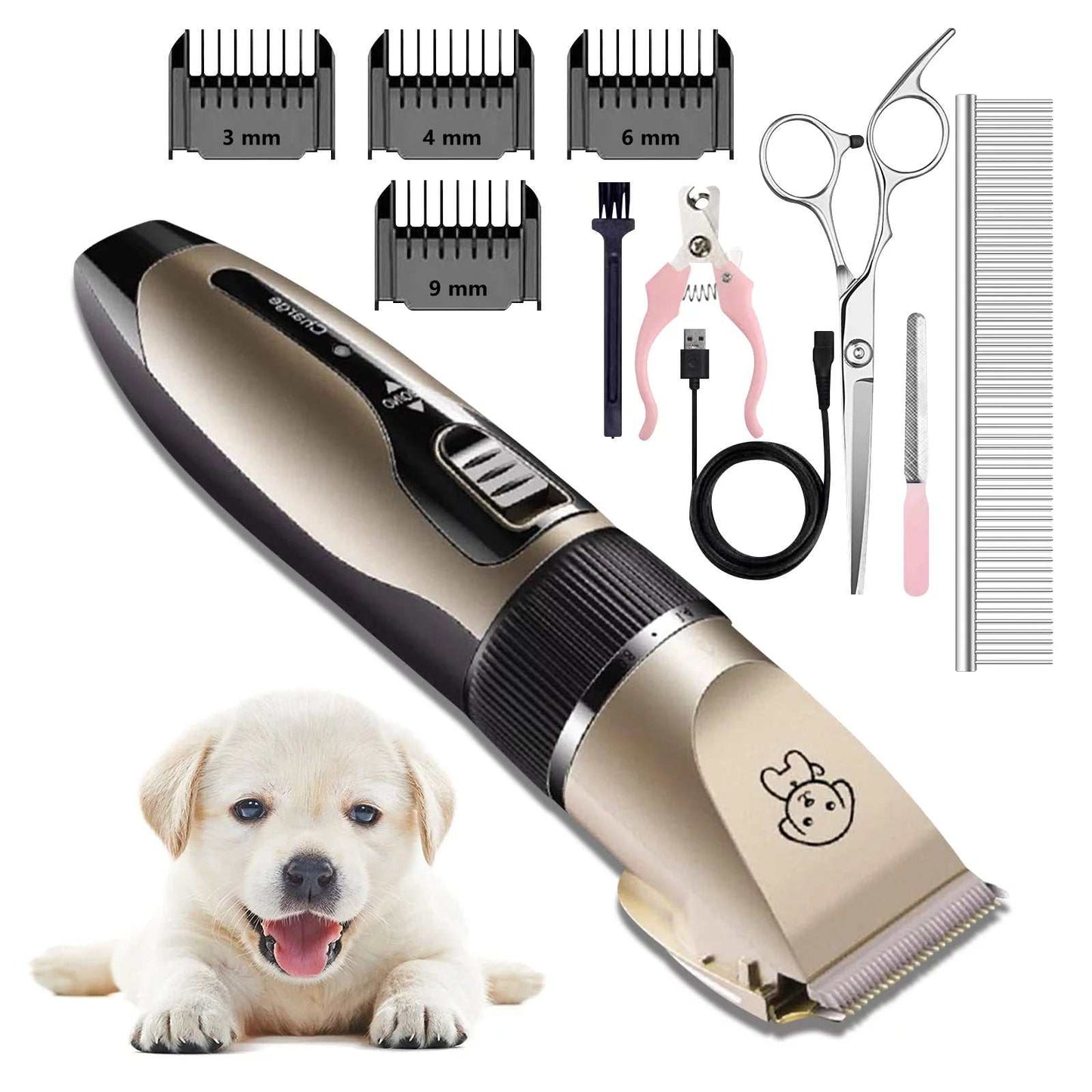 Cortapelos recargables para perros, cortadora de pelo de mascotas de bajo ruido, kit de aseo para perros, recortadora de pelo profesional inalámbrica con peine y tijeras para perros, gatos y otros animales.