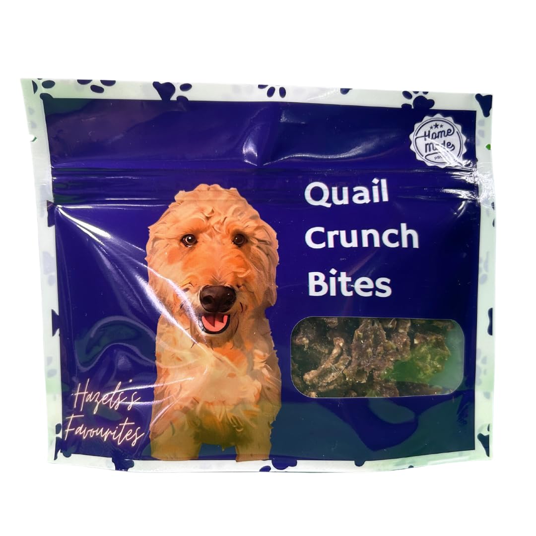 Premios Crujientes de Codorniz: Premios deshidratados gourmet para perros con carne y cáscara de codorniz | Premios saludables premium para el adiestramiento de perros | Ingredientes orgánicos para un paladar feliz