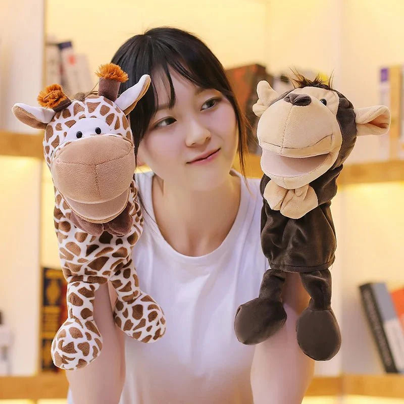 35cm Cartoon Animal Hand Puppet | Lion, Elephant, Pig Plush Toy for Interactive Play