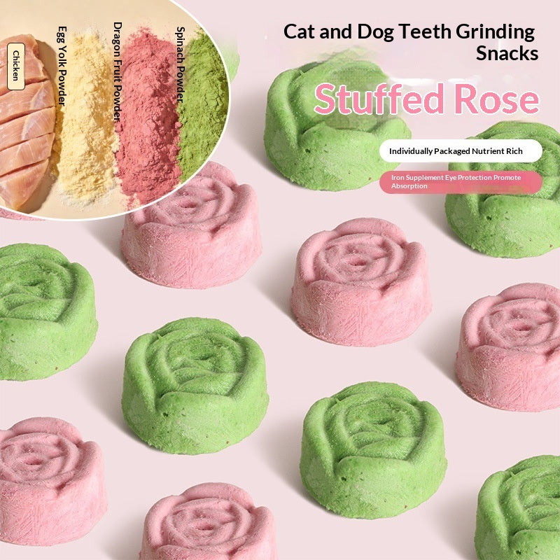 Golosinas para gatos de galletas de arándano y rosa liofilizadas