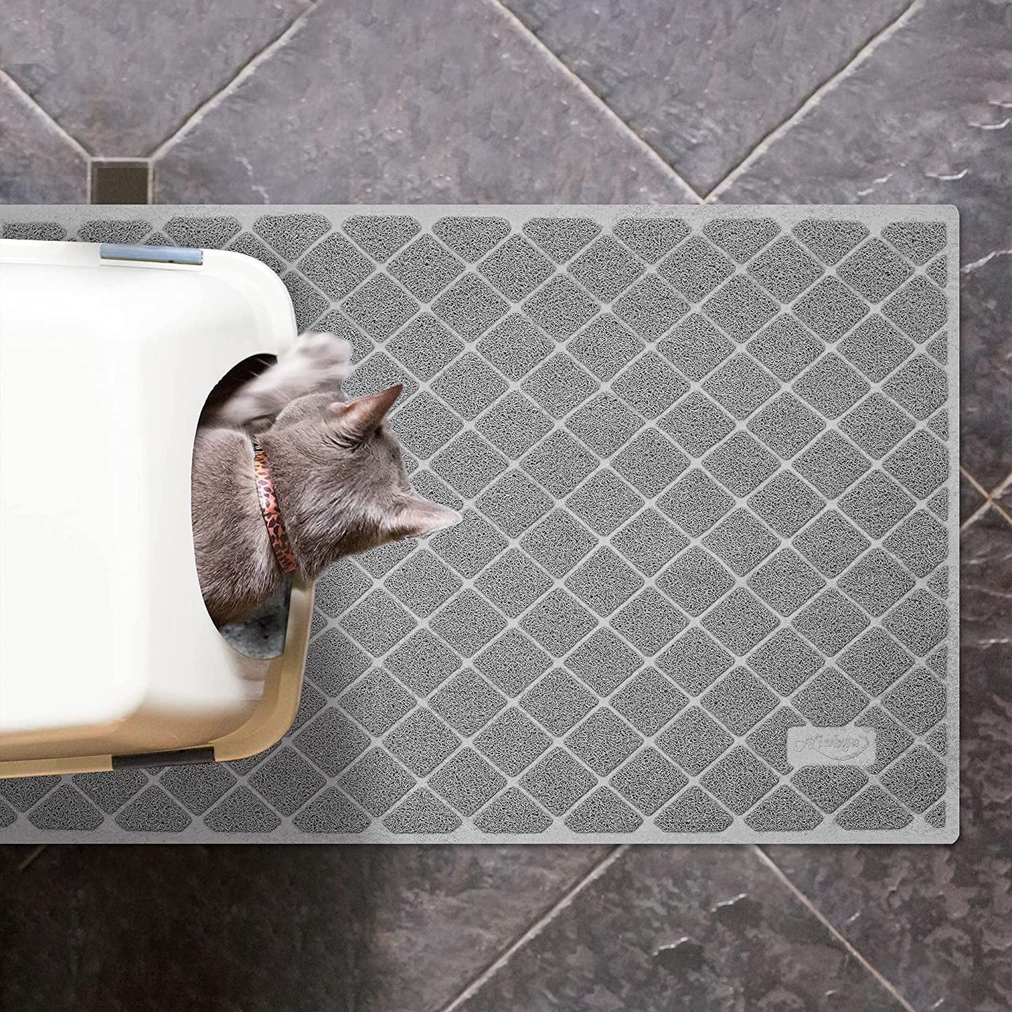 Tapis de litière pour chat de qualité supérieure, tapis de bac à litière avec support antidérapant et imperméable