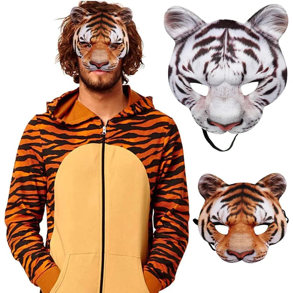 Máscara de espuma 3D realista de animales | Accesorio de disfraz de cosplay de cara completa