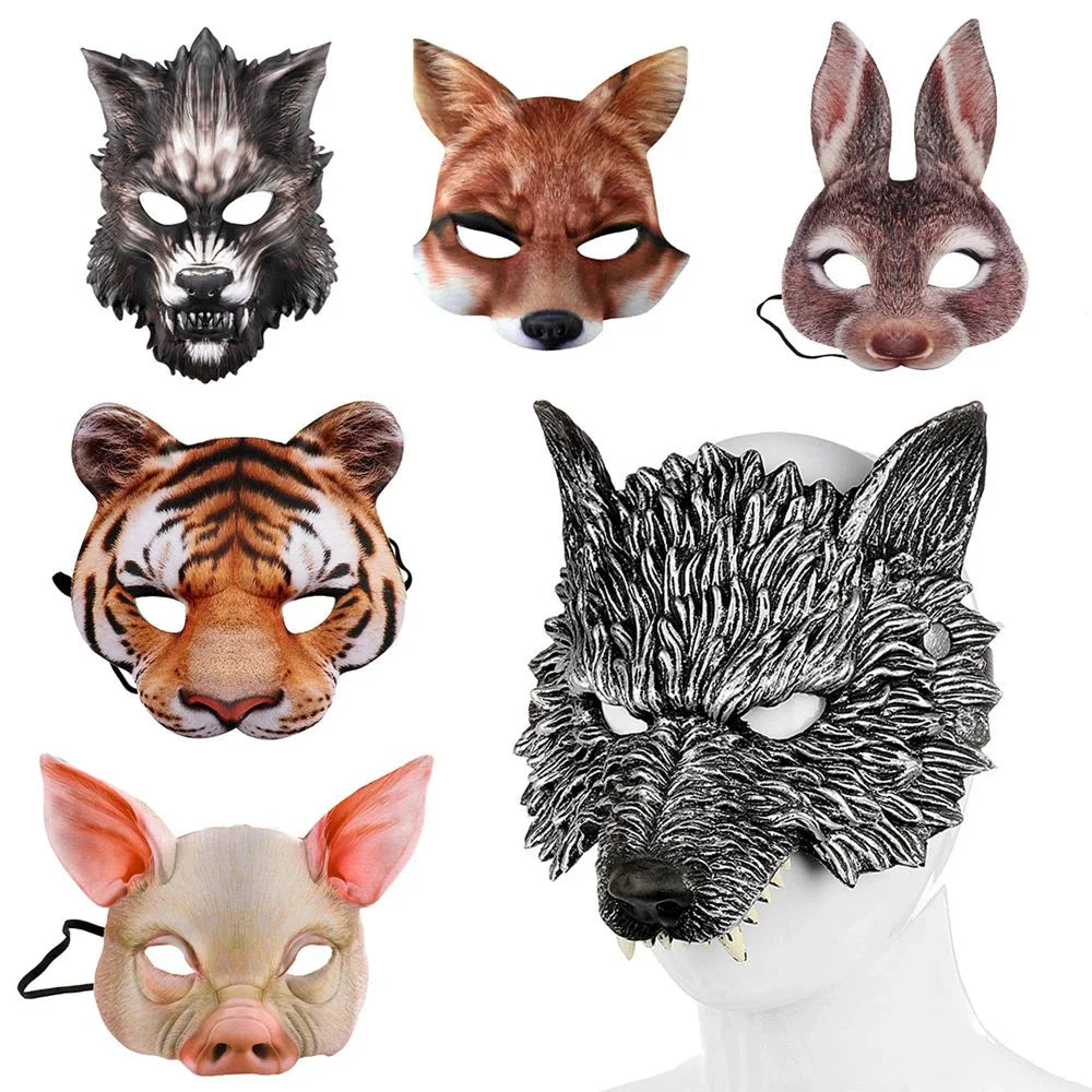 Máscara de espuma 3D realista de animales | Accesorio de disfraz de cosplay de cara completa