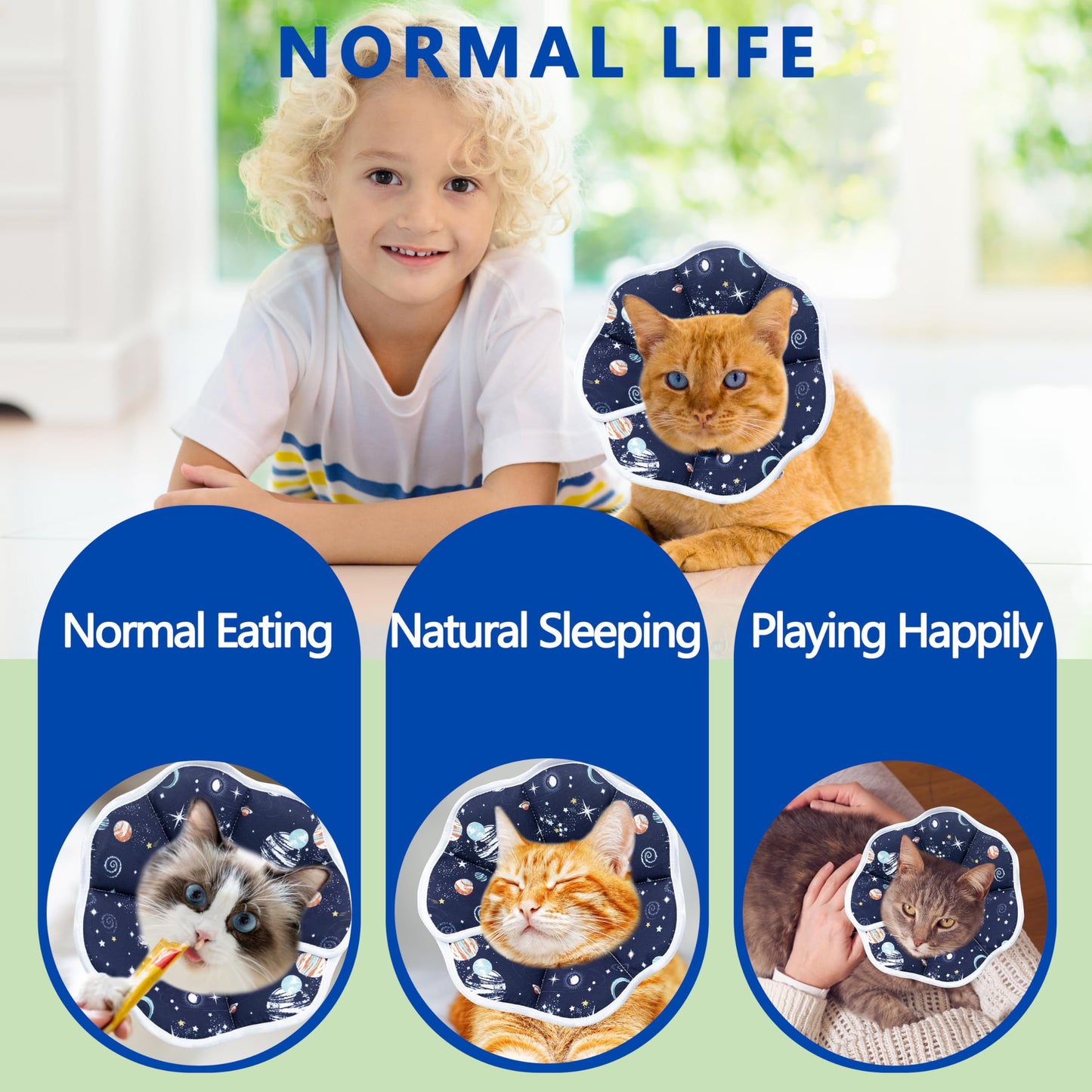 Cono Suave para Gatos, Collar Ajustable de Recuperación Post-Cirugía para Evitar Lamido de Heridas, Cono Protector para Cuello de Gato, Cómodo Collar Isabelino para Gatos, Gatitos y Cachorros