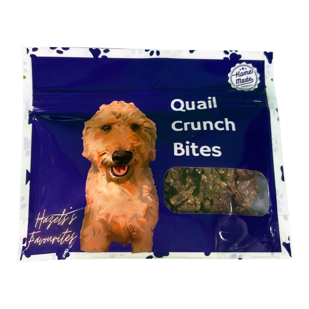 Premios Crujientes de Codorniz: Premios deshidratados gourmet para perros con carne y cáscara de codorniz | Premios saludables premium para el adiestramiento de perros | Ingredientes orgánicos para un paladar feliz
