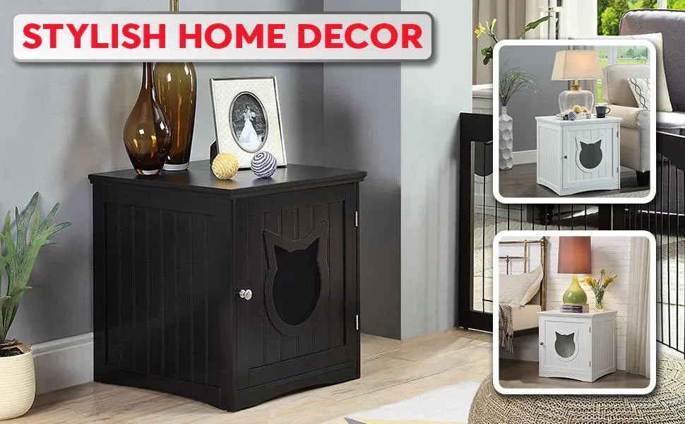 Casa para gatos mesa auxiliar, mesita de noche casa para mascotas, cobertizo para arenero