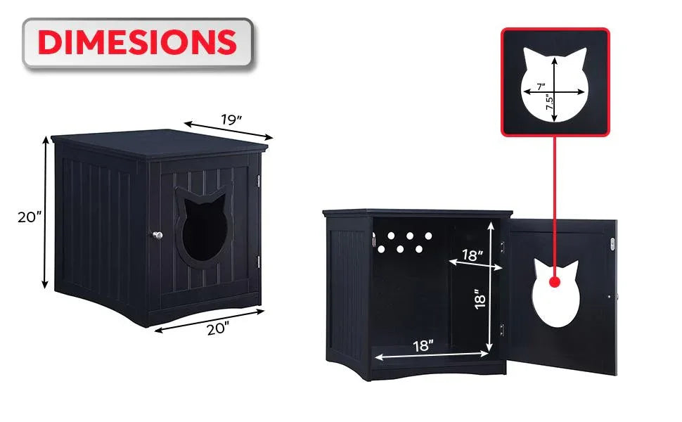 Casa para gatos mesa auxiliar, mesita de noche casa para mascotas, cobertizo para arenero