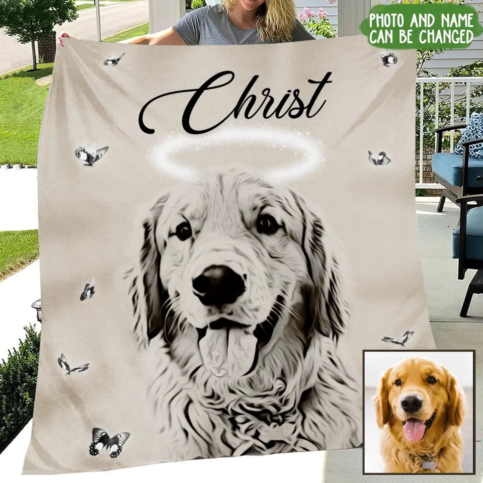 Manta de Felpa Personalizada con Retrato de Mascota - Sube tu Foto - Idea de Regalo Conmemorativo para Amantes de Perros/Gatos