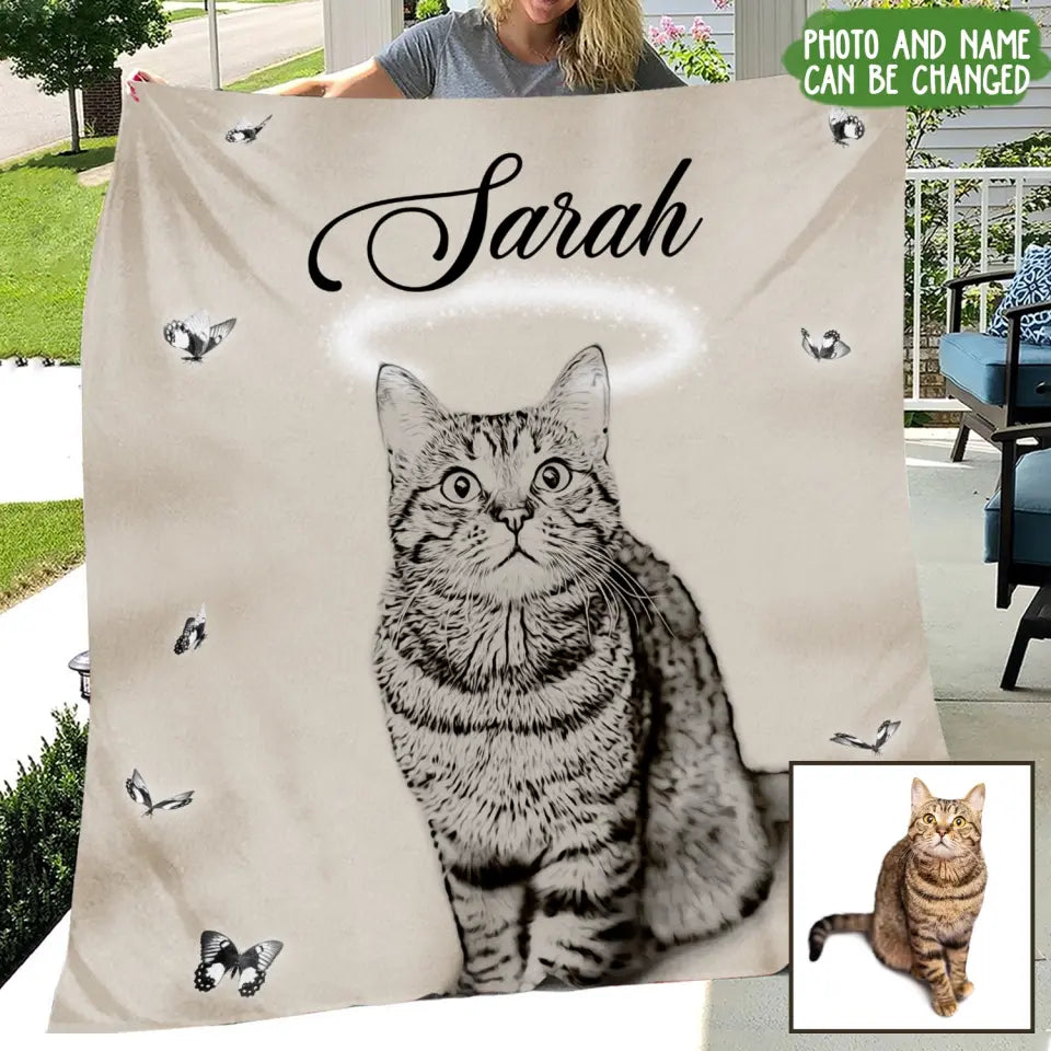 Manta de Felpa Personalizada con Retrato de Mascota - Sube tu Foto - Idea de Regalo Conmemorativo para Amantes de Perros/Gatos