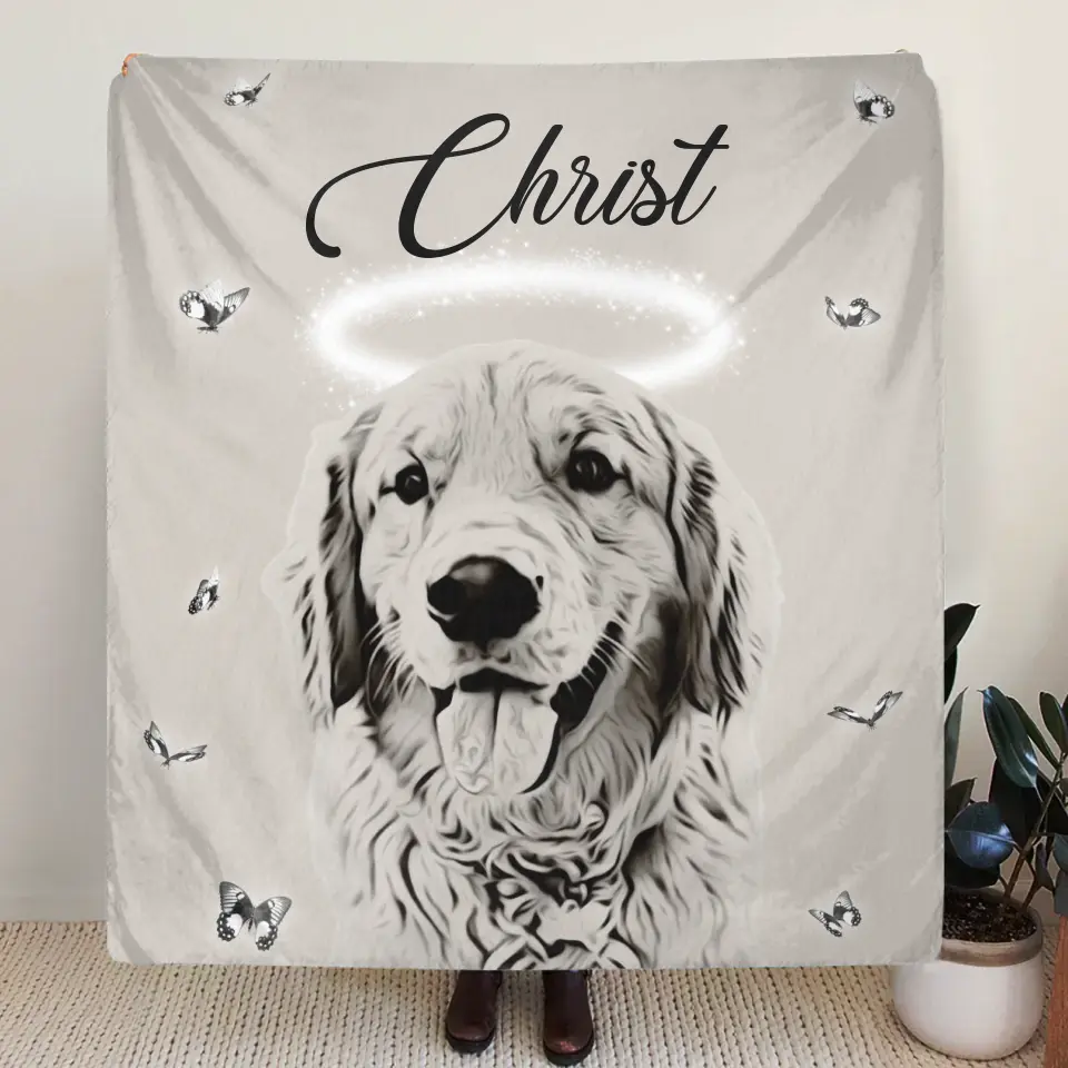 Manta de Felpa Personalizada con Retrato de Mascota - Sube tu Foto - Idea de Regalo Conmemorativo para Amantes de Perros/Gatos