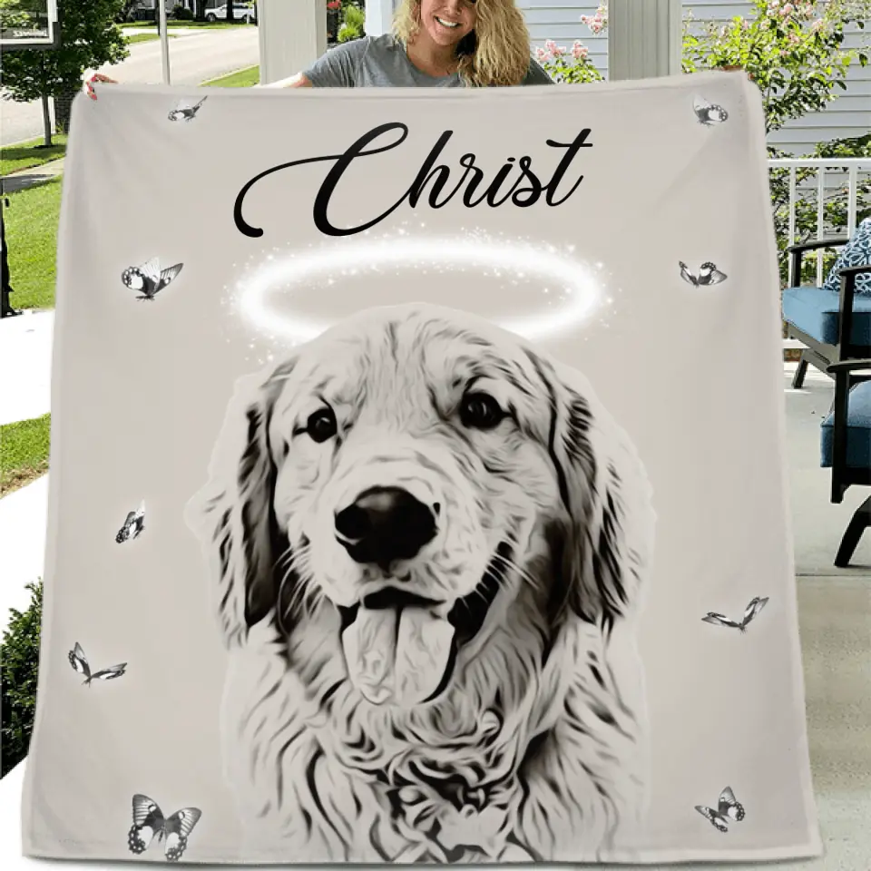 Manta de Felpa Personalizada con Retrato de Mascota - Sube tu Foto - Idea de Regalo Conmemorativo para Amantes de Perros/Gatos