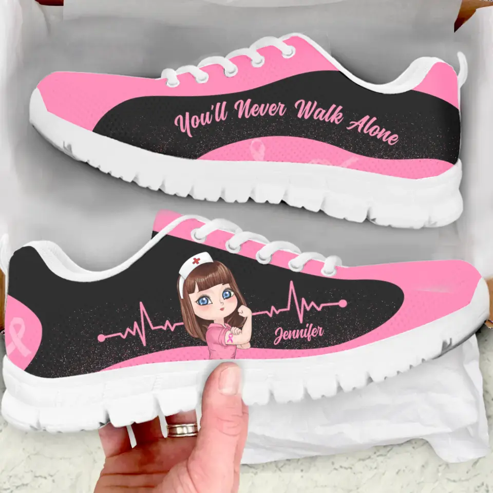 Zapatillas Personalizadas contra el Cáncer de Mama - Regalo para Amiga/Mujer - Nunca Caminarás Sola