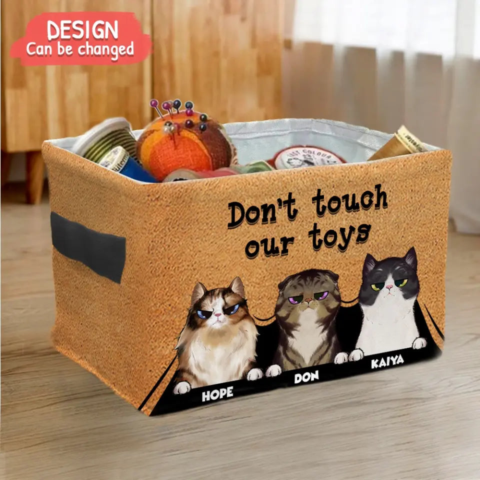 Caja personalizada para mascotas - 
Hasta 3 perros/gatos - Regalo para el Día de la Madre/Padre para amantes de perros/gatos - ¡No toques nuestros juguetes!