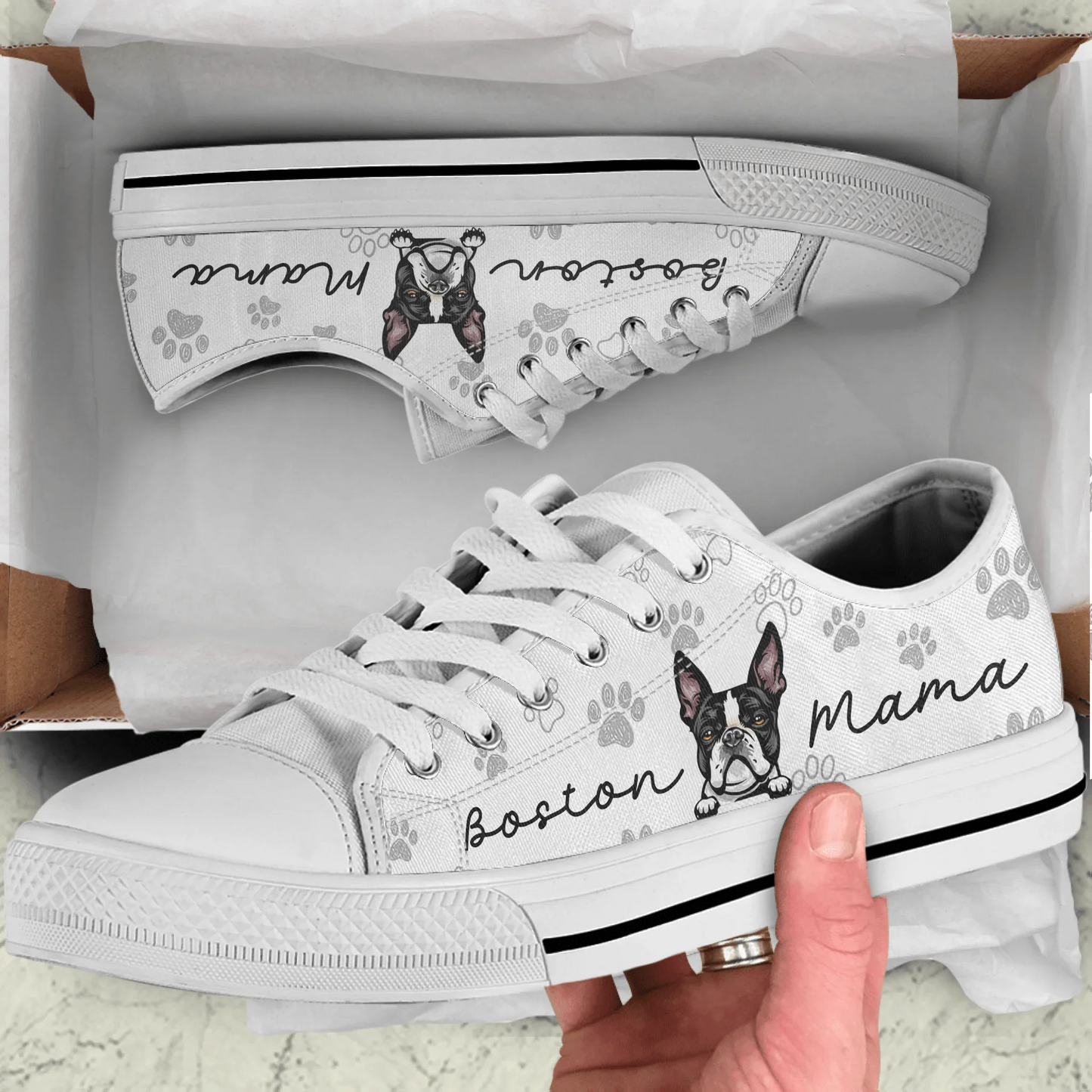 Zapatillas bajas personalizadas con estampado frontal de perro - Idea de regalo para mamá/papá perruno