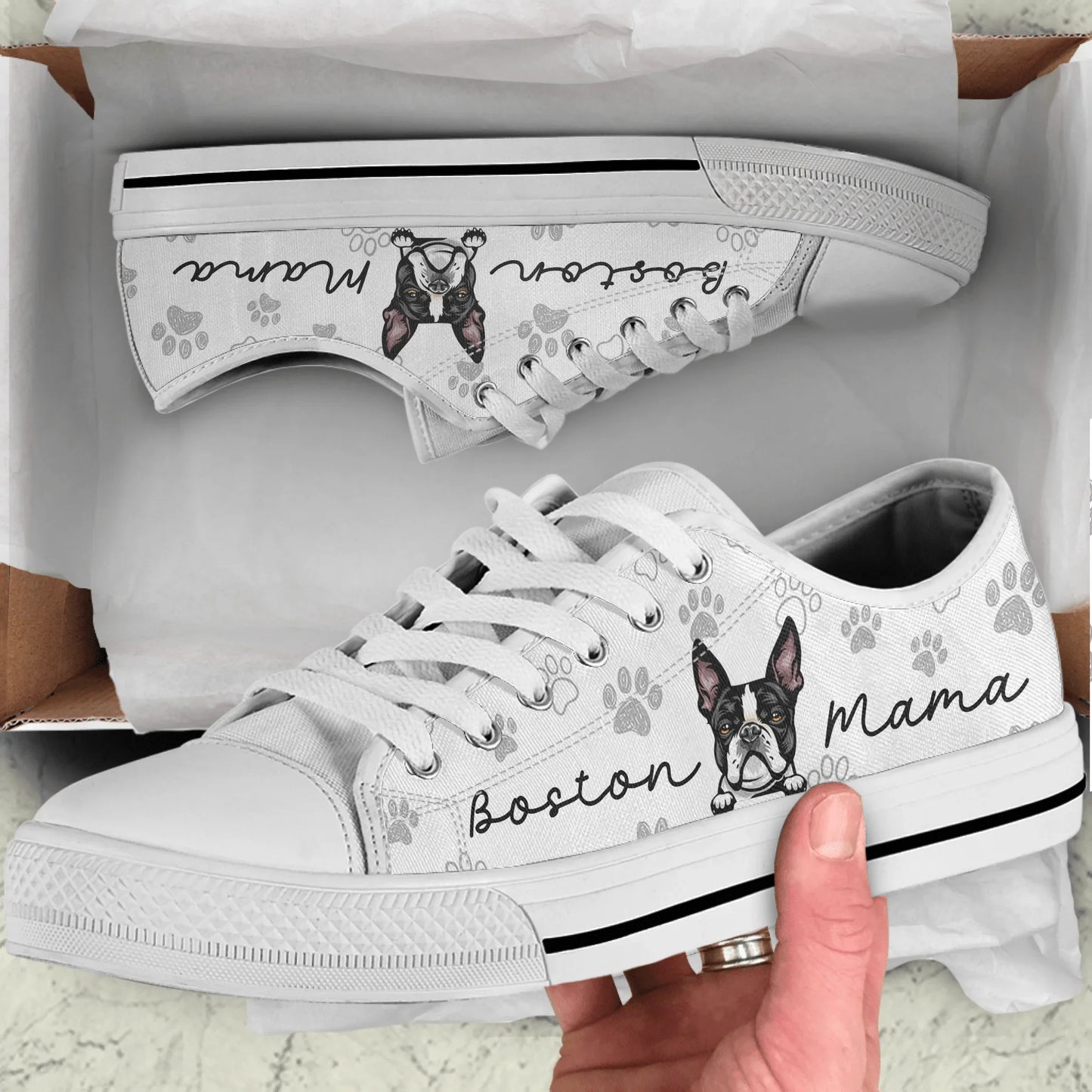 Zapatillas bajas personalizadas con estampado frontal de perro - Idea de regalo para mamá/papá perruno
