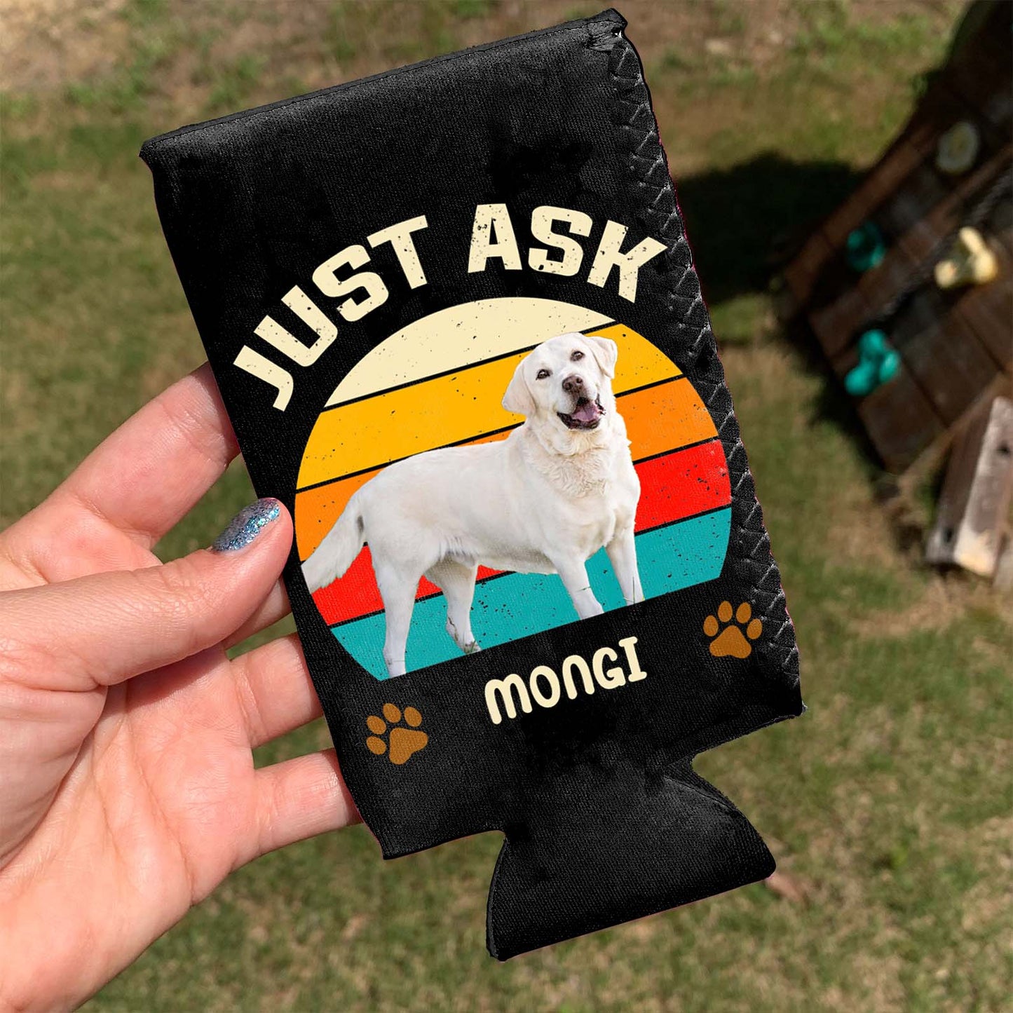 Enfriador de latas personalizado con foto de perro "La mejor mamá perruna de la historia" | Funda de lata con nombre de perro personalizado | Funda de lata para bebidas 682378
