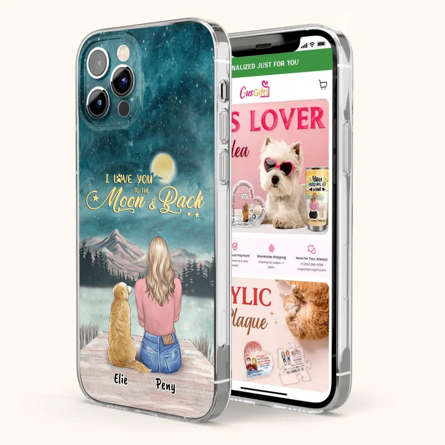 Coque de téléphone personnalisée pour maman d'animaux - jusqu'à 4 animaux - FD19NO