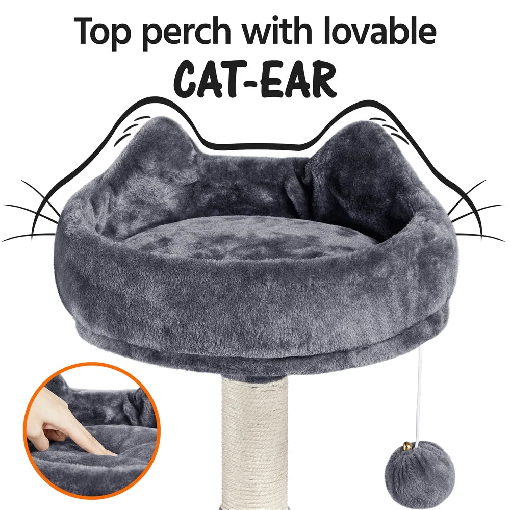 Torre rascador para gatos de 55" gris oscuro - ¡El patio de juegos perfecto para tus amigos felinos!
