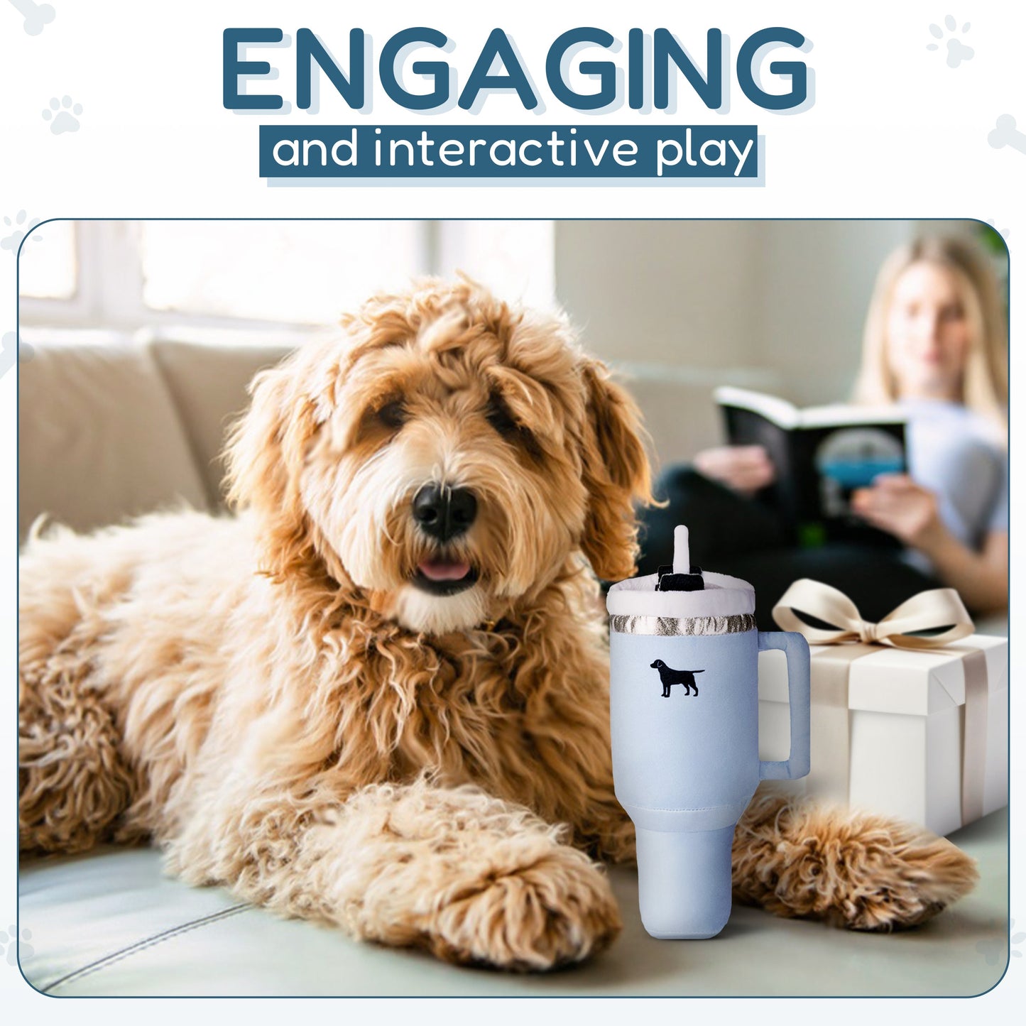 PUPROAR Pup Cup Juguete para perros | Lindo vaso de peluche con chirrido para perros