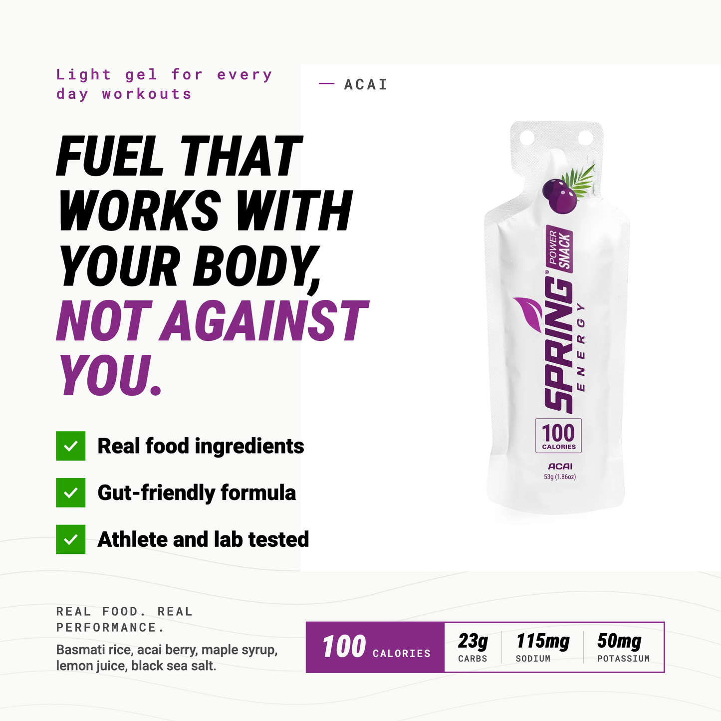 Snack Énergisant Açaï (Vegan) 100 Kcal - Un Gel Énergétique Léger Pour L'entraînement Quotidien