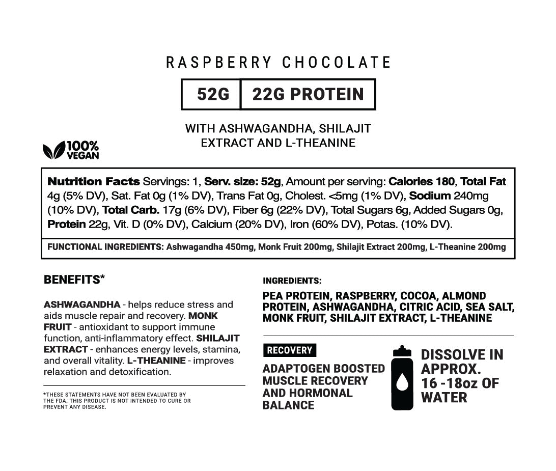 Milk-shake protéiné Récupération Chocolat Framboise aux Adaptogènes