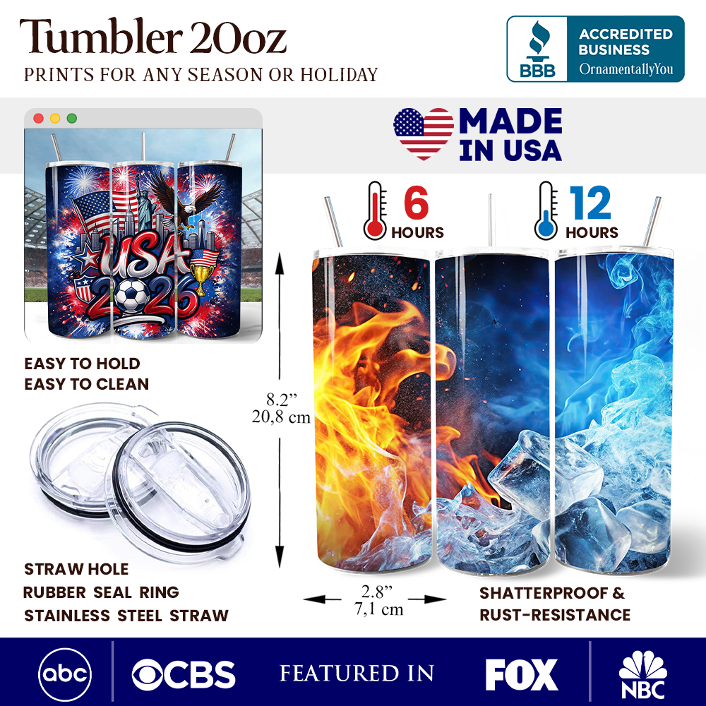 Vaso con tapa y popote de acero inoxidable de 20 oz del Campeonato Mundial de Fútbol 2026 de EE. UU., Taza de regalo para aficionados al fútbol