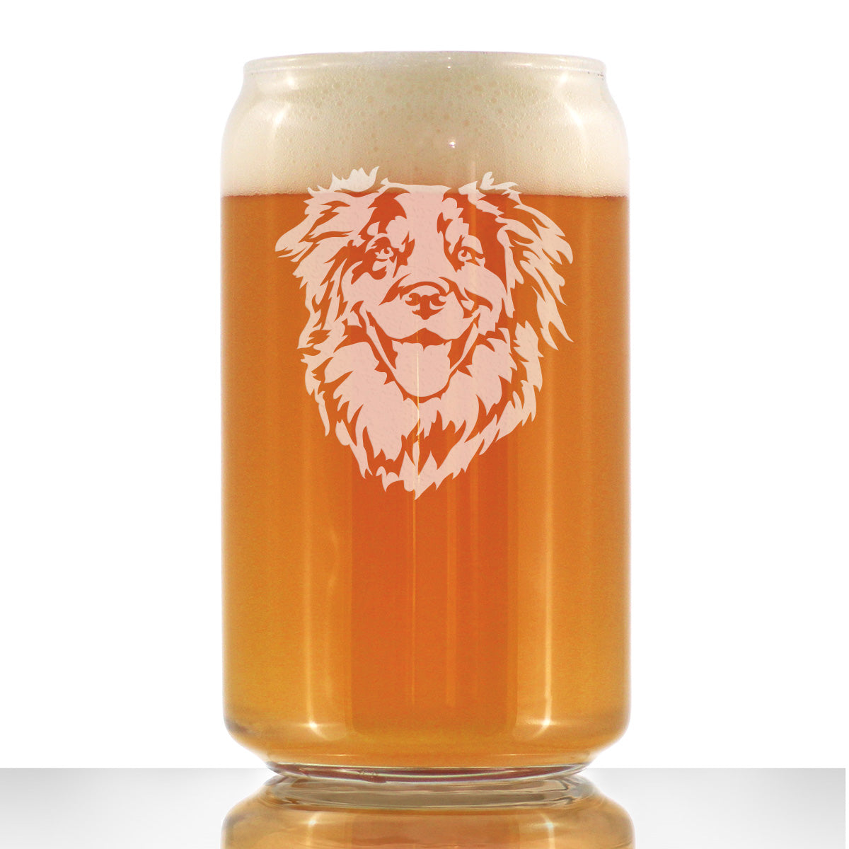 Vaso de Pinta con Cara de Pastor Australiano - Decoración Única Temática de Perros y Regalos para Mamás y Papás de Pastores Australianos - 473 ml