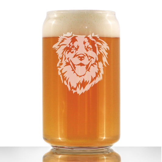 Verre à pinte motif visage de berger australien - Décoration et cadeaux uniques sur le thème du chien pour les mamans et les papas d'Aussies - 47 cl