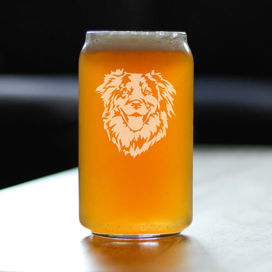 Verre à pinte motif visage de berger australien - Décoration et cadeaux uniques sur le thème du chien pour les mamans et les papas d'Aussies - 47 cl