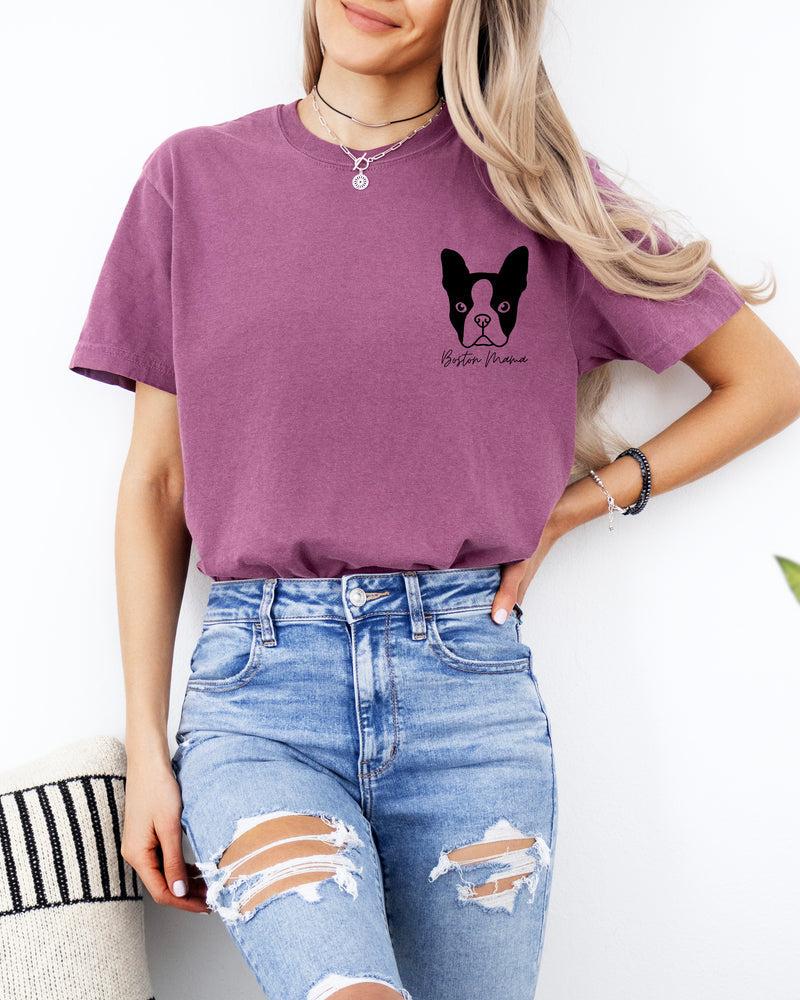 T-shirt Boston Terrier Dog Mom Comfort Colors