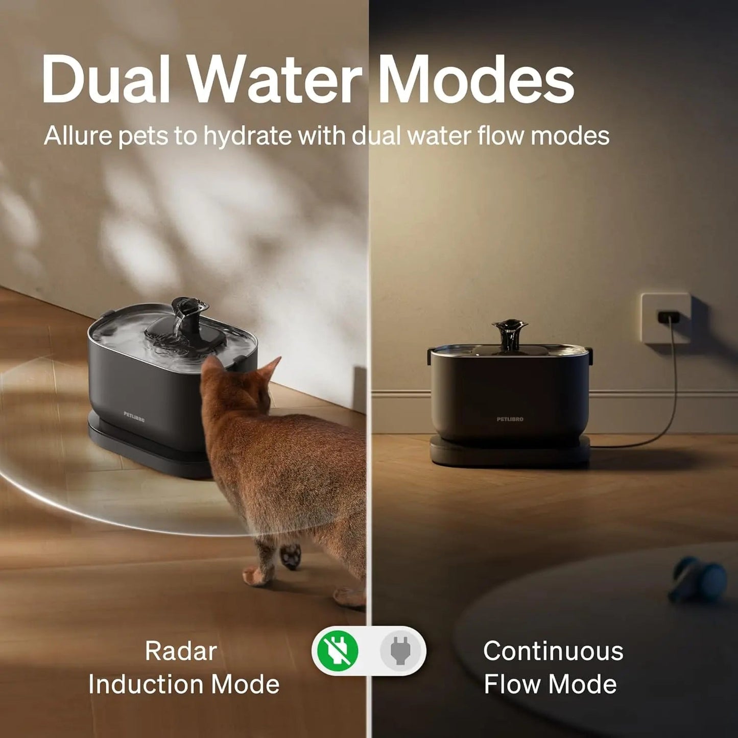 Cordless Cat/Dog Water Fountain Battery Operated Stainless Steel BPA Free