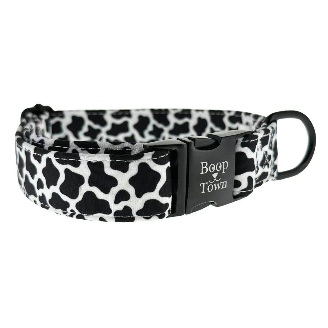 Collier pour chien Boop Town en coton doux – Anti-nœuds et noyau en nylon durable – Boucle à dégagement rapide en métal – Ajustable pour chiens de petite, moyenne et grande taille (XL) – Accents dorés