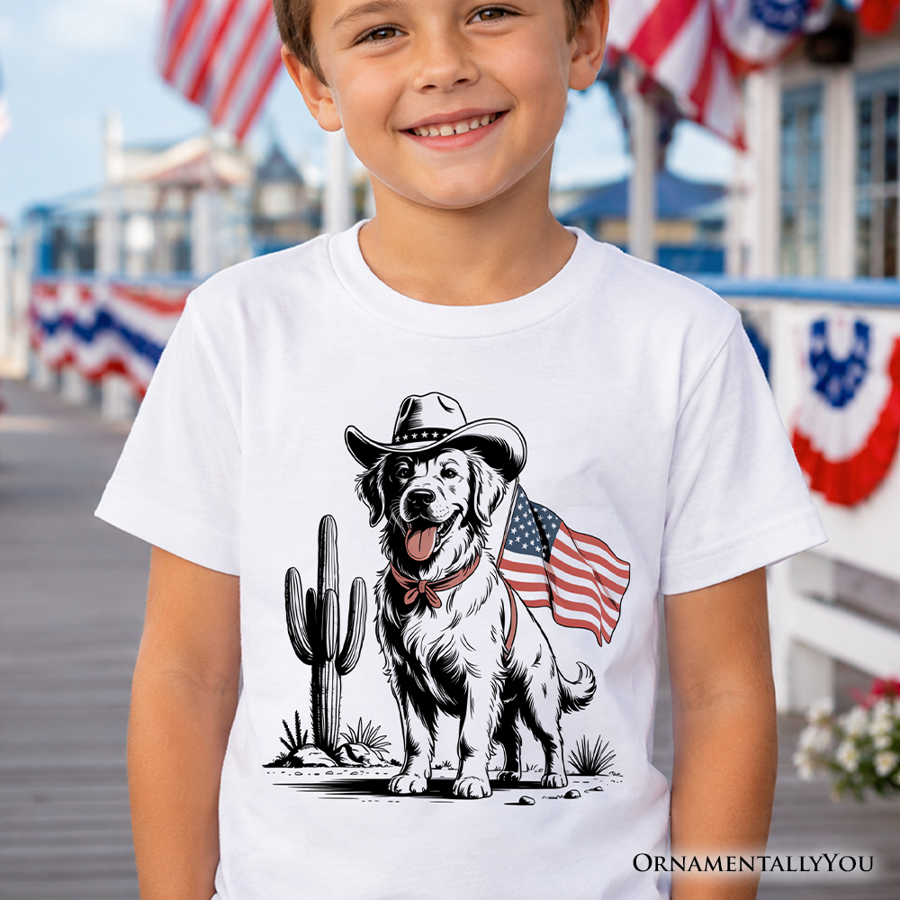 Camiseta infantil de vaquero americano para perros, camiseta juvenil del 4 de julio del oeste para amantes de las mascotas